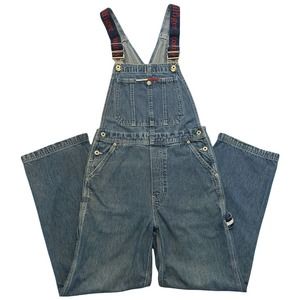 Vtg Tommy Hilfiger Women's XS Overalls Bib Carpenter Spell Out Denim Jeans Blue